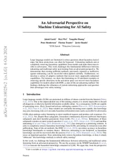 An Adversarial Perspective on Machine Unlearning for AI Safety