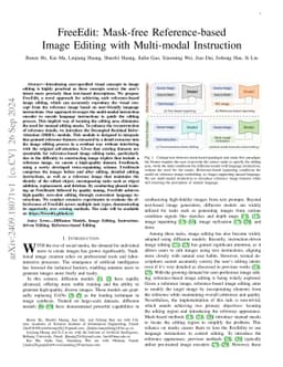FreeEdit: Mask-free Reference-based Image Editing with Multi-modal
  Instruction