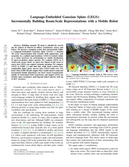 Language-Embedded Gaussian Splats (LEGS): Incrementally Building
  Room-Scale Representations with a Mobile Robot