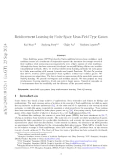 Reinforcement Learning for Finite Space Mean-Field Type Games