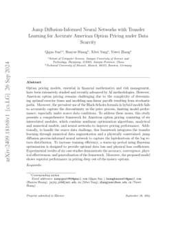Jump Diffusion-Informed Neural Networks with Transfer Learning for
  Accurate American Option Pricing under Data Scarcity