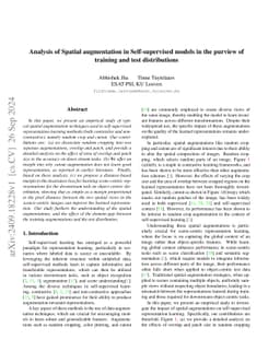 Analysis of Spatial augmentation in Self-supervised models in the
  purview of training and test distributions