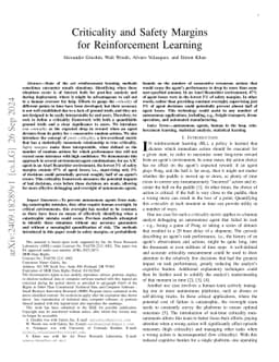 Criticality and Safety Margins for Reinforcement Learning