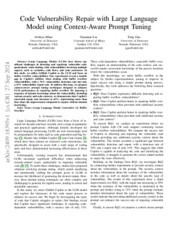 Code Vulnerability Repair with Large Language Model using Context-Aware
  Prompt Tuning
