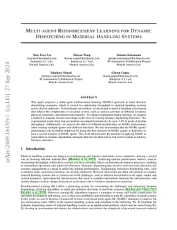 Multi-agent Reinforcement Learning for Dynamic Dispatching in Material
  Handling Systems