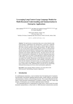 Leveraging Long-Context Large Language Models for Multi-Document
  Understanding and Summarization in Enterprise Applications