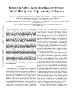 Enhancing Crime Scene Investigations through Virtual Reality and Deep
  Learning Techniques