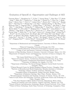 Evaluation of OpenAI o1: Opportunities and Challenges of AGI