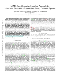 MIMII-Gen: Generative Modeling Approach for Simulated Evaluation of
  Anomalous Sound Detection System