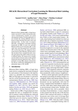 HiCuLR: Hierarchical Curriculum Learning for Rhetorical Role Labeling of
  Legal Documents