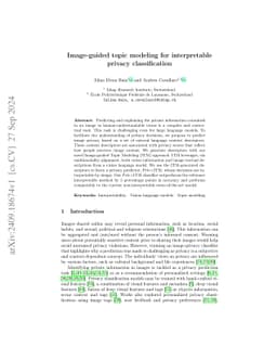 Image-guided topic modeling for interpretable privacy classification