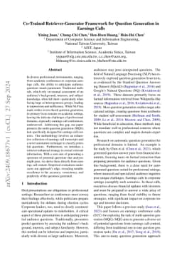 Co-Trained Retriever-Generator Framework for Question Generation in
  Earnings Calls