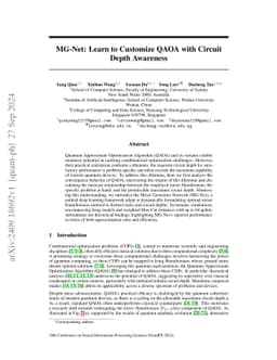 MG-Net: Learn to Customize QAOA with Circuit Depth Awareness