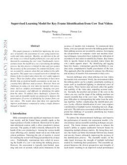 Supervised Learning Model for Key Frame Identification from Cow Teat
  Videos