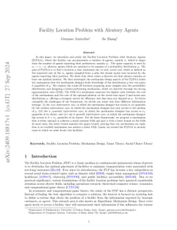 Facility Location Problem with Aleatory Agents