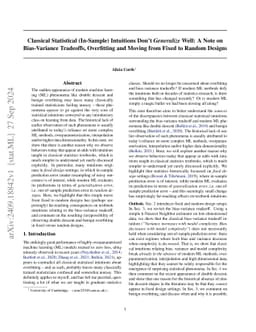 Classical Statistical (In-Sample) Intuitions Don't Generalize Well: A
  Note on Bias-Variance Tradeoffs, Overfitting and Moving from Fixed to Random
  Designs