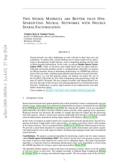 Two Sparse Matrices are Better than One: Sparsifying Neural Networks
  with Double Sparse Factorization