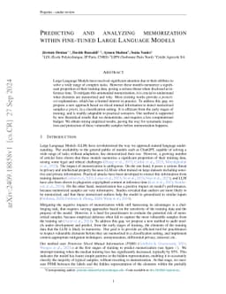 Predicting and analyzing memorization within fine-tuned Large Language
  Models