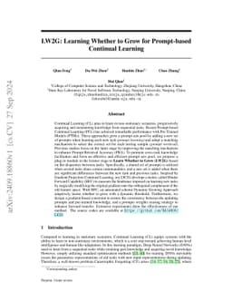 LW2G: Learning Whether to Grow for Prompt-based Continual Learning
