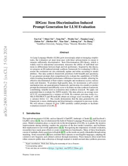 IDGen: Item Discrimination Induced Prompt Generation for LLM Evaluation