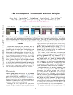S2O: Static to Openable Enhancement for Articulated 3D Objects