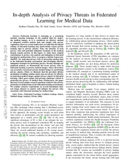In-depth Analysis of Privacy Threats in Federated Learning for Medical
  Data