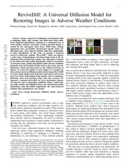 ReviveDiff: A Universal Diffusion Model for Restoring Images in Adverse Weather Conditions
