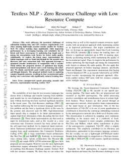 Textless NLP -- Zero Resource Challenge with Low Resource Compute