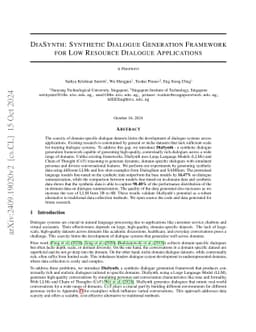 DiaSynth: Synthetic Dialogue Generation Framework for Low Resource Dialogue Applications