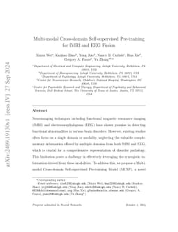 Multi-modal Cross-domain Self-supervised Pre-training for fMRI and EEG
  Fusion