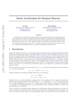 Faster Acceleration for Steepest Descent