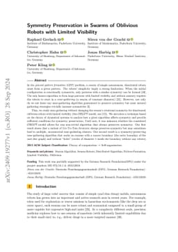 Symmetry Preservation in Swarms of Oblivious Robots with Limited
  Visibility