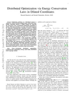 Distributed Optimization via Energy Conservation Laws in Dilated
  Coordinates