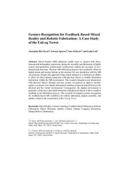 Gesture Recognition for Feedback Based Mixed Reality and Robotic Fabrication: A Case Study of the UnLog Tower