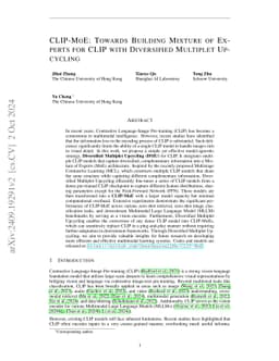 CLIP-MoE: Towards Building Mixture of Experts for CLIP with Diversified
  Multiplet Upcycling
