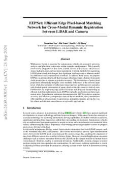 EEPNet: Efficient Edge Pixel-based Matching Network for Cross-Modal
  Dynamic Registration between LiDAR and Camera