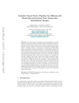 Scalable Cloud-Native Pipeline for Efficient 3D Model Reconstruction
  from Monocular Smartphone Images