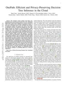 OnePath: Efficient and Privacy-Preserving Decision Tree Inference in the
  Cloud