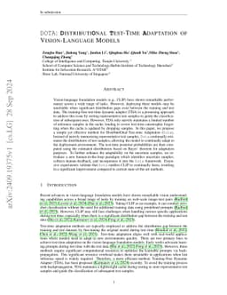 DOTA: Distributional Test-Time Adaptation of Vision-Language Models