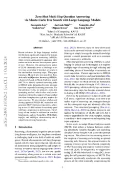 Zero-Shot Multi-Hop Question Answering via Monte-Carlo Tree Search with
  Large Language Models