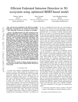 Efficient Federated Intrusion Detection in 5G ecosystem using optimized
  BERT-based model