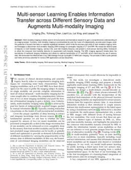 Multi-sensor Learning Enables Information Transfer across Different
  Sensory Data and Augments Multi-modality Imaging