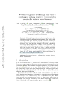 Contrastive ground-level image and remote sensing pre-training improves
  representation learning for natural world imagery