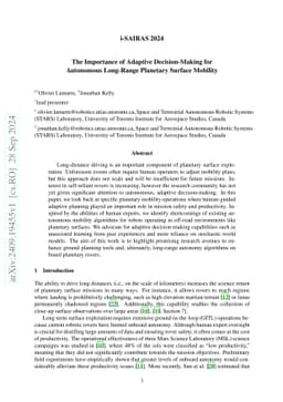 The Importance of Adaptive Decision-Making for Autonomous Long-Range Planetary Surface Mobility