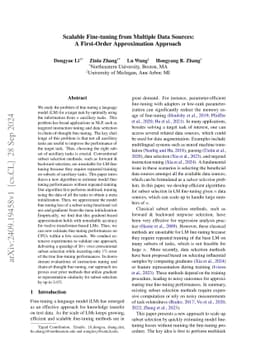 Scalable Fine-tuning from Multiple Data Sources:A First-Order
  Approximation Approach