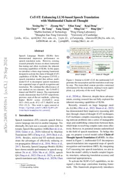 CoT-ST: Enhancing LLM-based Speech Translation with Multimodal
  Chain-of-Thought