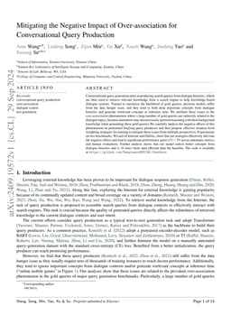 Mitigating the Negative Impact of Over-association for Conversational
  Query Production