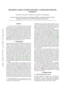 Quantitative Analysis of Audio-Visual Tasks: An Information-Theoretic
  Perspective