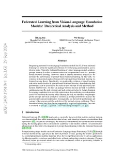 Federated Learning from Vision-Language Foundation Models: Theoretical
  Analysis and Method