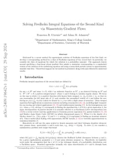 Solving Fredholm Integral Equations of the Second Kind via Wasserstein
  Gradient Flows